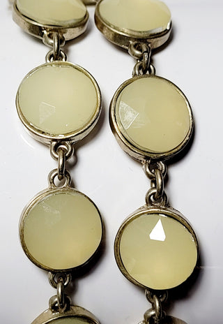 Ivory Stone Gold Tone Accent Chain Link Bracelet