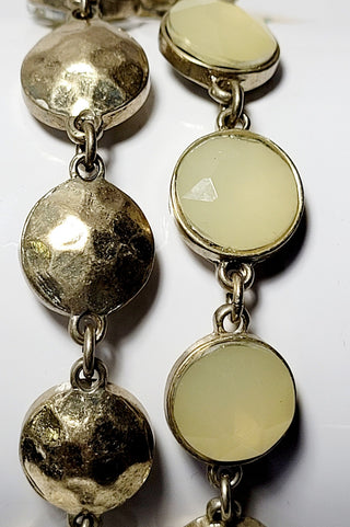 Ivory Stone Gold Tone Accent Chain Link Bracelet
