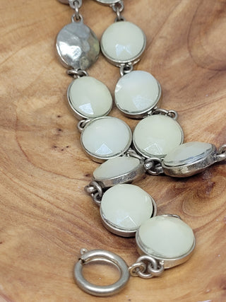 Ivory Stone Gold Tone Accent Chain Link Bracelet
