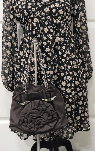 Brown Rosette Flower Purse