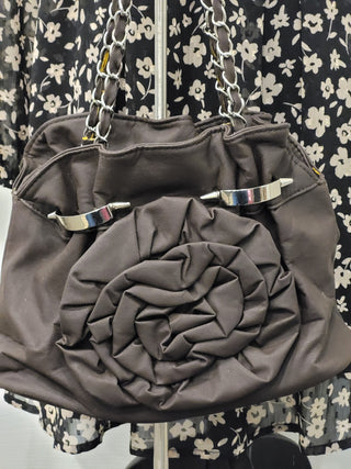 Brown Rosette Flower Purse