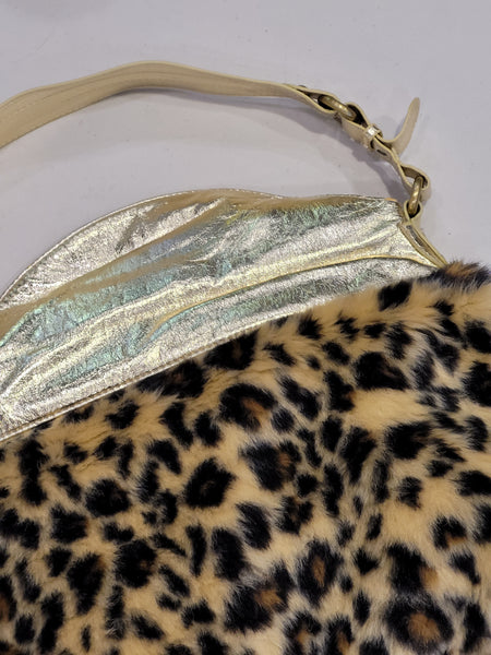 Leopard Print Faux Fur Designer Inspired Handbag Purse