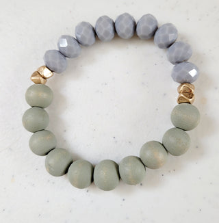 Sage Green Ice Blue Stretch Bracelet