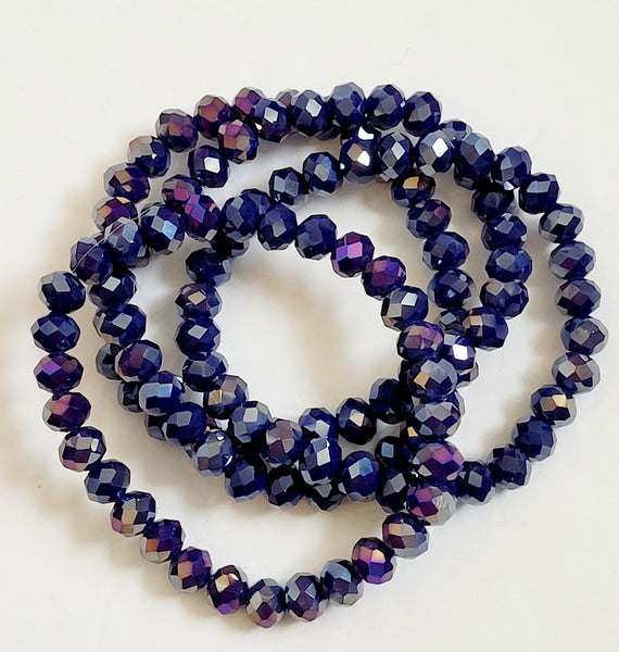 Metallic Iridescent Purple Stretch Bead Bracelet