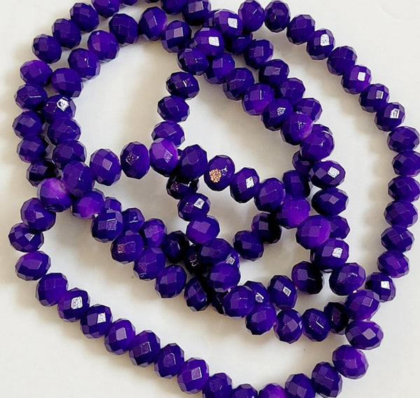 Rondelle Glossy Purple Beaded Stretch Bracelet