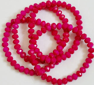 Rondelle Fuschia Beaded Stretch Bracelet