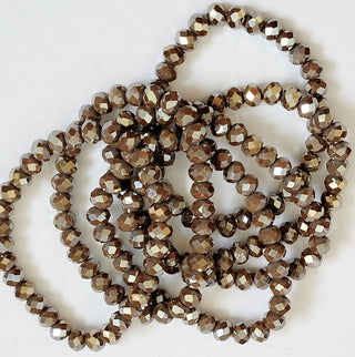 Rondelle Metallic Khaki Stretch Bead Bracelet
