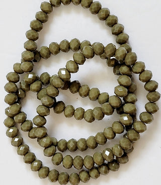 Army Green Rondelle Beaded Stretch Bracelet