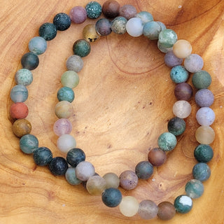 Indian Agate Matt 6mm Beaded Bracelet