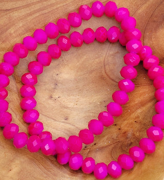 Rondelle Fuschia Beaded Stretch Bracelet