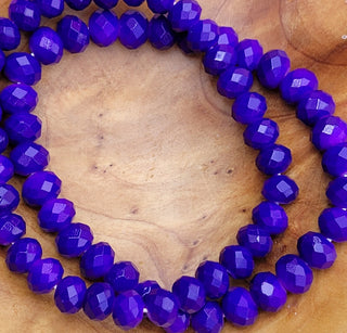 Rondelle Glossy Purple Beaded Stretch Bracelet