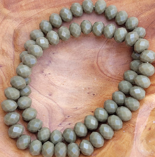 Army Green Rondelle Beaded Stretch Bracelet