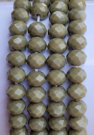Army Green Rondelle Beaded Stretch Bracelet