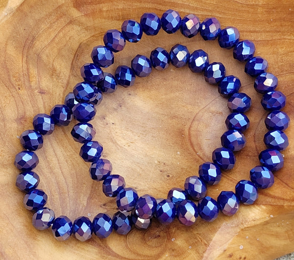 Metallic Iridescent Purple Stretch Bead Bracelet