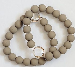 Khaki Clay Beaded Bracelet