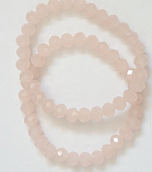 Pale Pink Rondelle 6mm Stretch Beaded Bracelet