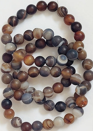 Matte Brown Agate 10mm Beaded Stretch Bracelet