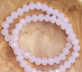 Pale Pink Rondelle 6mm Stretch Beaded Bracelet