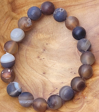 Matte Brown Agate 10mm Beaded Stretch Bracelet