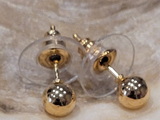 Khaki Clay Beaded Necklace Gold Ball Stud Earrings