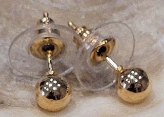 Pink Clay Necklace Gold Tone Ball Studded Earring