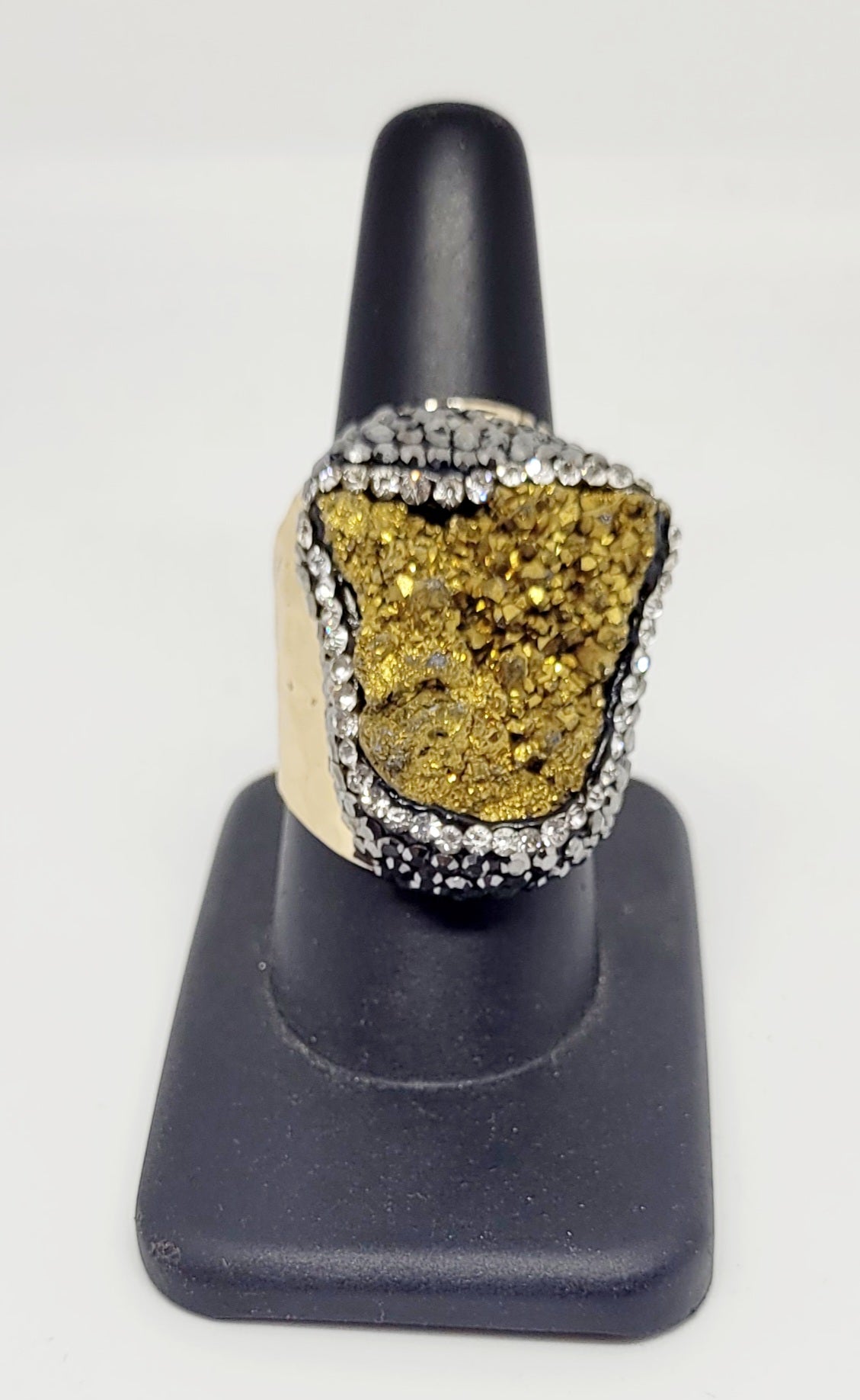 Druzy Abstract Adjustable Gold Tone Ring