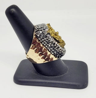 Druzy Abstract Adjustable Gold Tone Ring