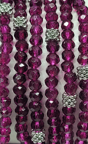 Stacking Stones Raspberry Crystal Bracelet