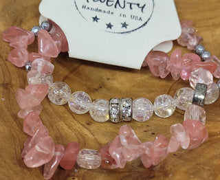 Set of Two Peach Tone Tree of Life Charm Bracelet