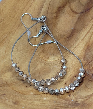 Champagne Beads Hand Strung Hoop Earrings