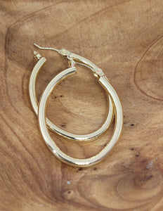 Gold Tone .925 Sterling Silver Oval Hoop Earrings