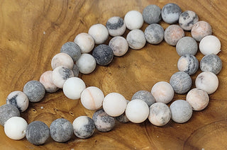 Pale Pink Grey Medium Bead Stretch Bracelet