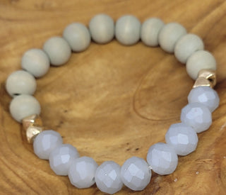 Combination Wood Bead Ice Crystal Bead Stretch Bracelet