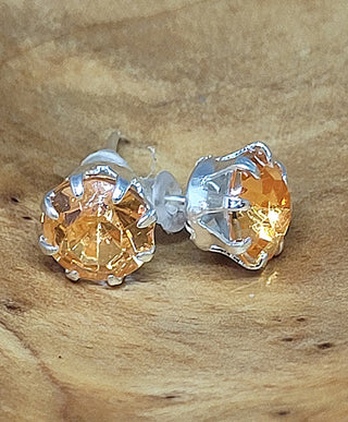 Topaz Rhinestone Silver Post Earrings