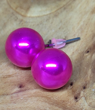 Large Fuschia Ball Post Earrings