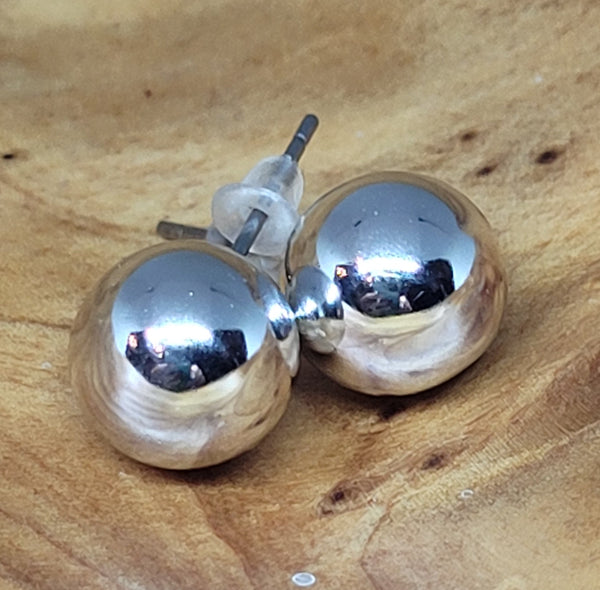 Silver Tone Medium Ball Post Earrings