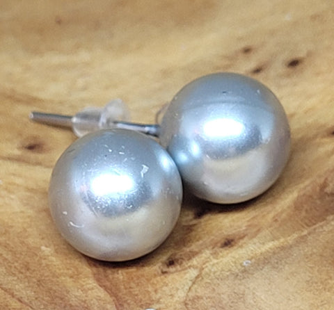 Medium Grey Ball Earrings