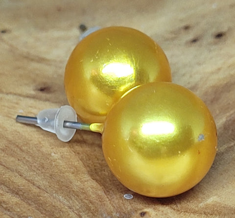 Yellow Large Ball Post Earrings