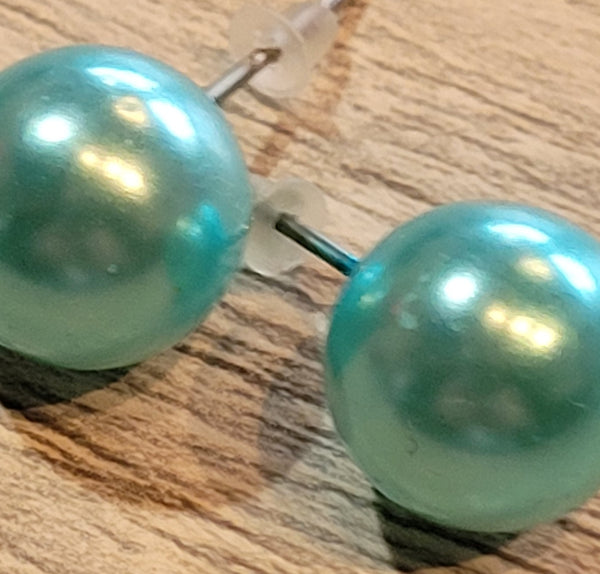 Mint Green Large Ball Post Earrings
