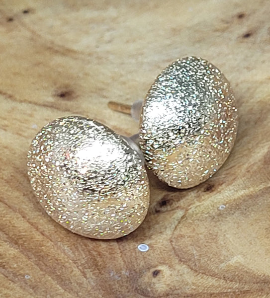 Glitter Gold Textured Button Post Earrings