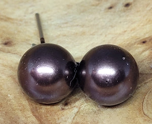 Faux Pearl Chocolate Brown Medium Ball Post Earrings