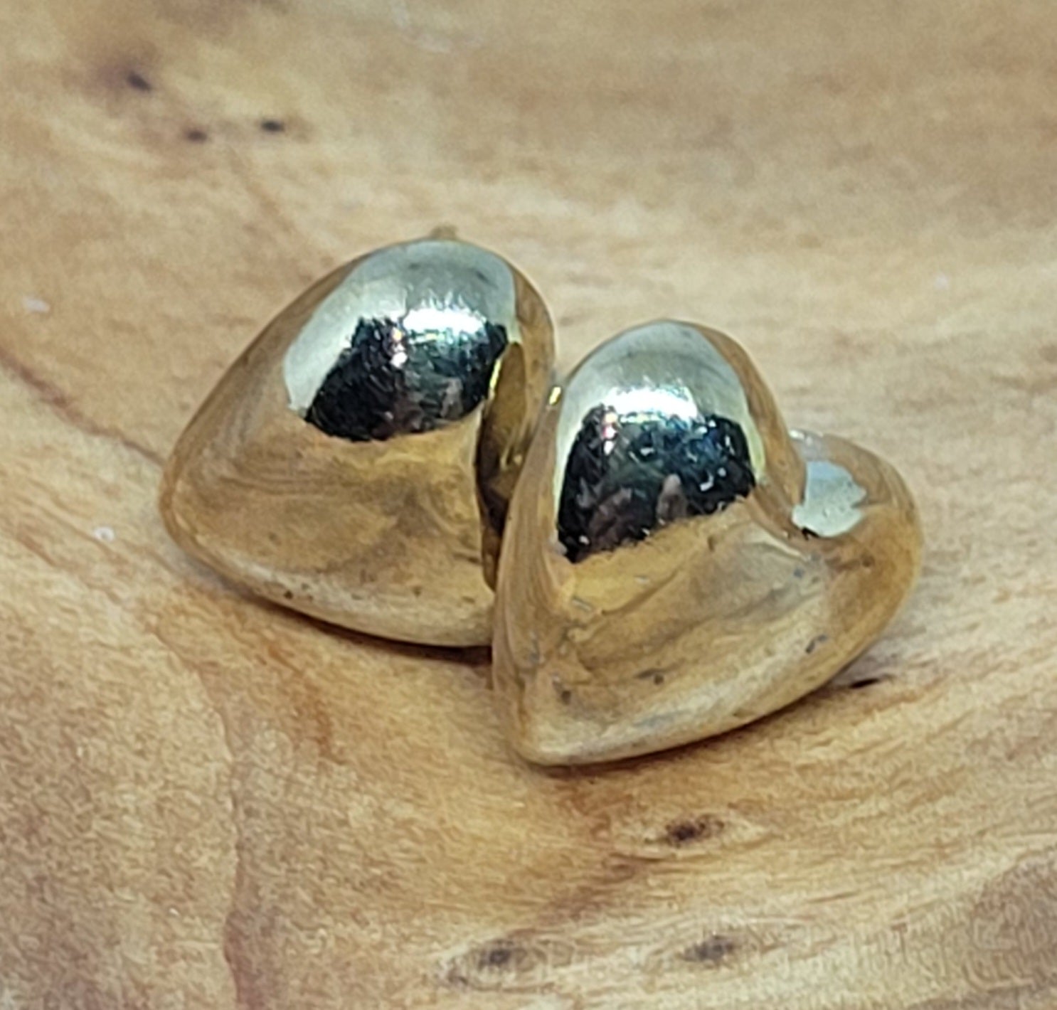 Gold Tone Heart Post Earrings
