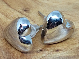 Silver Tone Heart Post Earrings