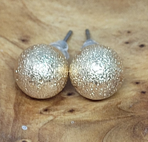 Gold Glitter Ball Post Earrings