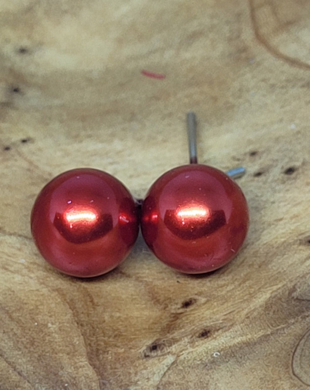 Large Red Ball Earrings