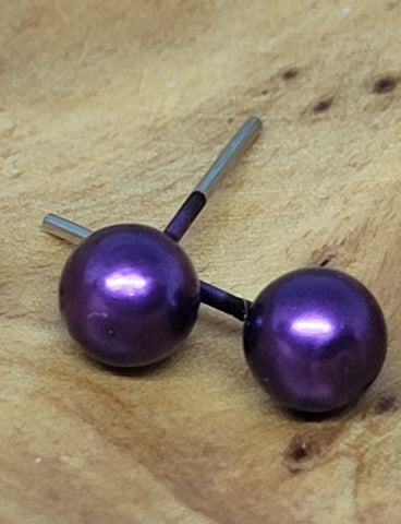 Small Purple Ball Earrings