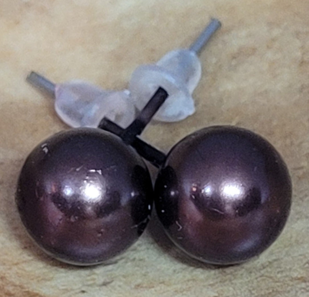 Small Chocolate Brown Ball Earrings