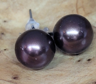 Large Chocolate Brown Ball Earrings