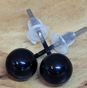 Small Black Ball Post Earrings