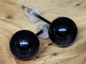 Black Medium Ball Post Earrings